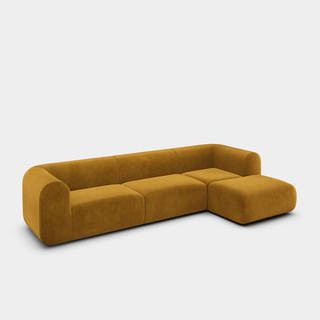 Gold Royal Velvet / 3-Seater Right Chaise Longue Modular Sofa / Royal - Gold (132)