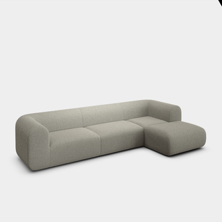 Grey White Kvadrat Elle Boucle / 3-Seater Right Chaise Longue Modular Sofa / Kvadrat Elle - Grey White (0230)