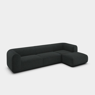 Dark Grey Kvadrat Divina Melange Wool / 3-Seater Right Chaise Longue Modular Sofa / Kvadrat Divina Melange - Dark Grey (180)