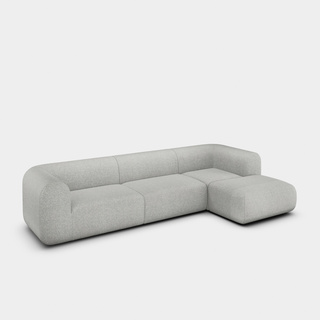 Light Grey Kvadrat Divina Melange Wool / 3-Seater Right Chaise Longue Modular Sofa / Kvadrat Divina Melange - Light Grey (0120)