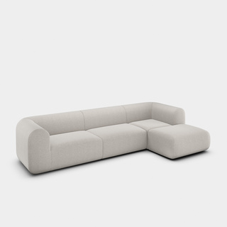 White Kvadrat Autumn / 3-Seater Right Chaise Longue Modular Sofa / Kvadrat Autumn - White (0101)