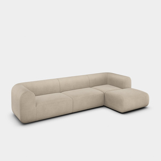 Clay Linara Linen / 3-Seater Right Chaise Longue Modular Sofa / Linara - Clay (93)