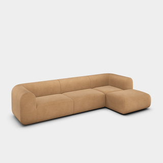 Spice Linara Linen / 3-Seater Right Chaise Longue Modular Sofa / Linara - Spice (142)