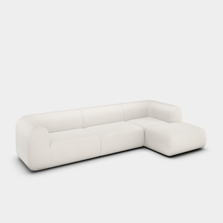 Coconut Linara Linen / 3-Seater Right Chaise Longue Modular Sofa / Linara - Coconut (138)