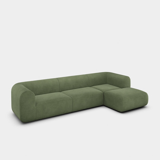 Tarragon Linara Linen / 3-Seater Right Chaise Longue Modular Sofa / Linara - Tarragon (100)