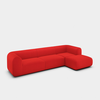 Orange Red Kvadrat Hero 2 Wool / 3-Seater Right Chaise Longue Modular Sofa / Kvadrat Hero 2 - Orange Red (0552)
