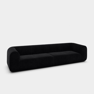 Black Kvadrat Gentle Velvet / 4-Seater Modular Sofa / Kvadrat Gentle - Black (0193)
