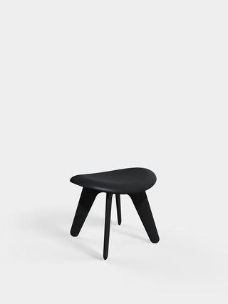 Black Brushed Oak & Black Leather / Leather - Black