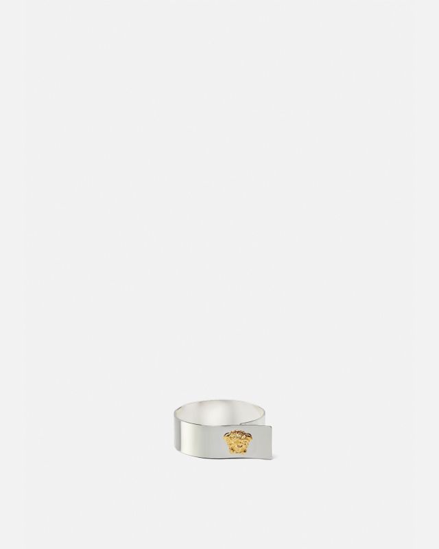 Medusa Napkin Ring, Silver Metal with Gorgon