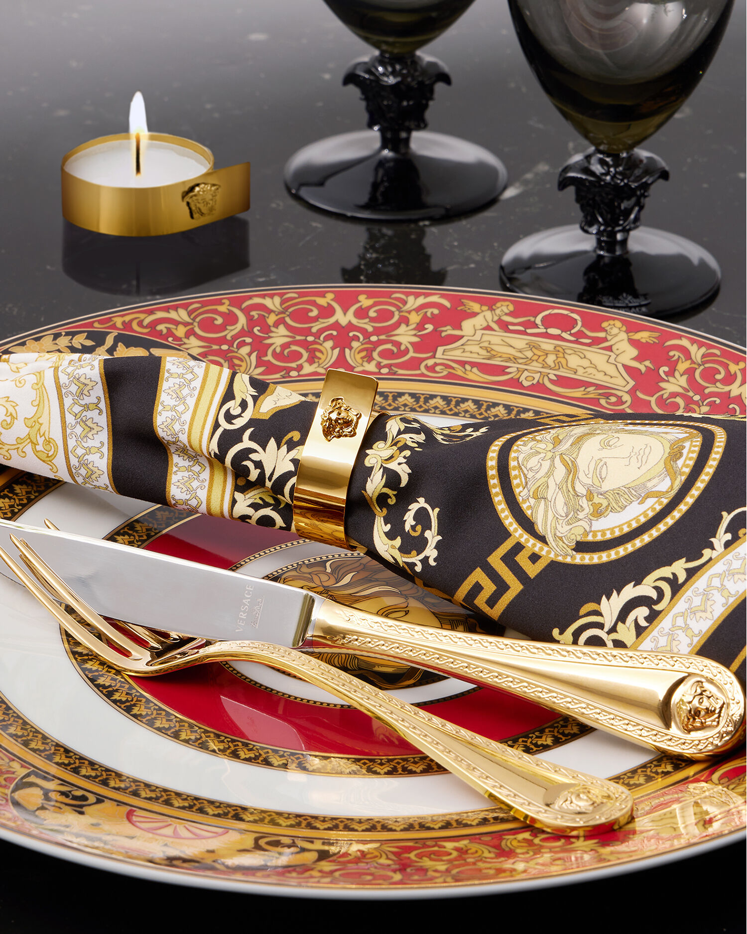 Gold Metal Medusa Napkin Ring