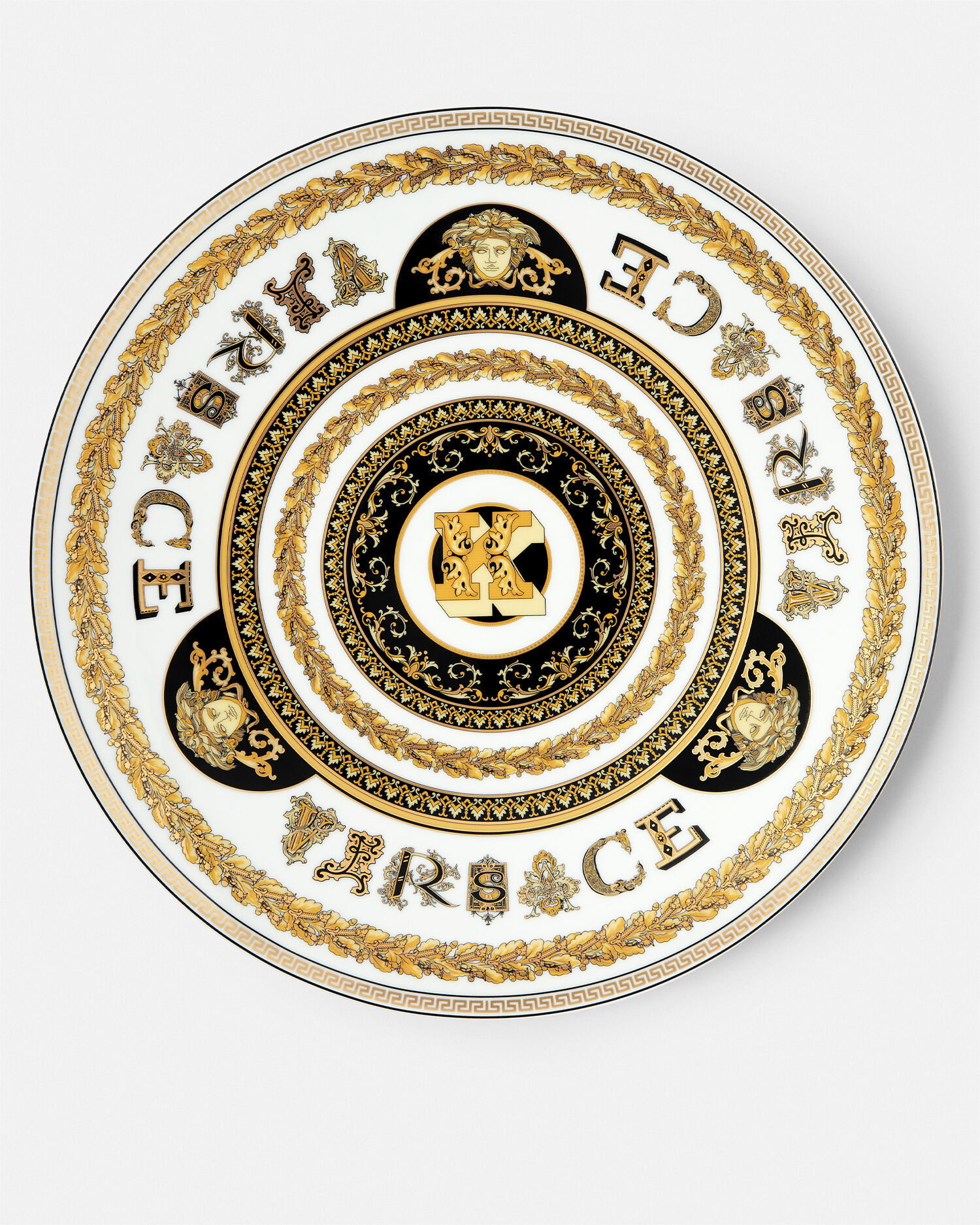 Декоративная фарфоровая тарелка Virtus Alphabet с буквой 'K', 33 см