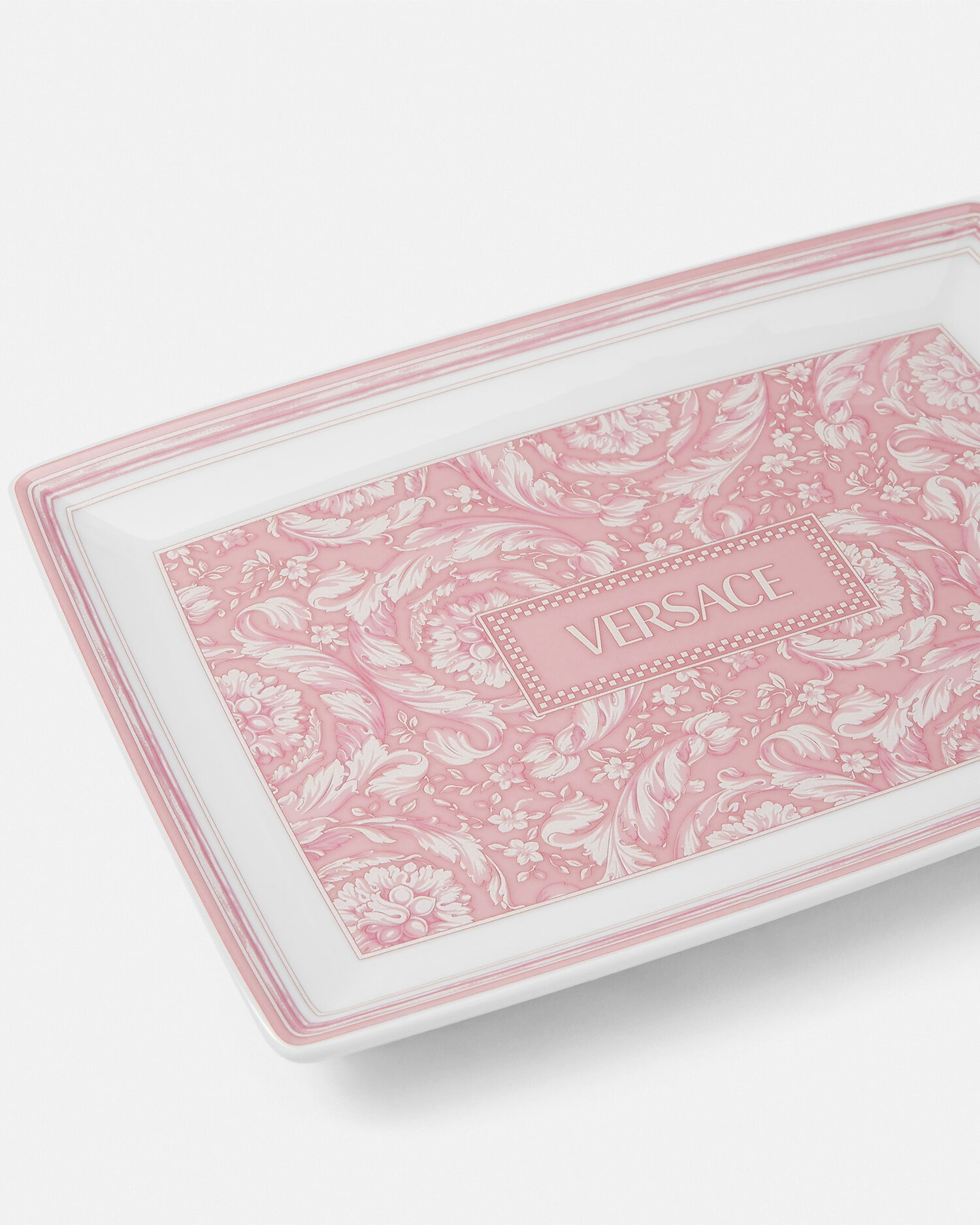 Прямоугольная тарелка Versace Barocco Rose, 18 см