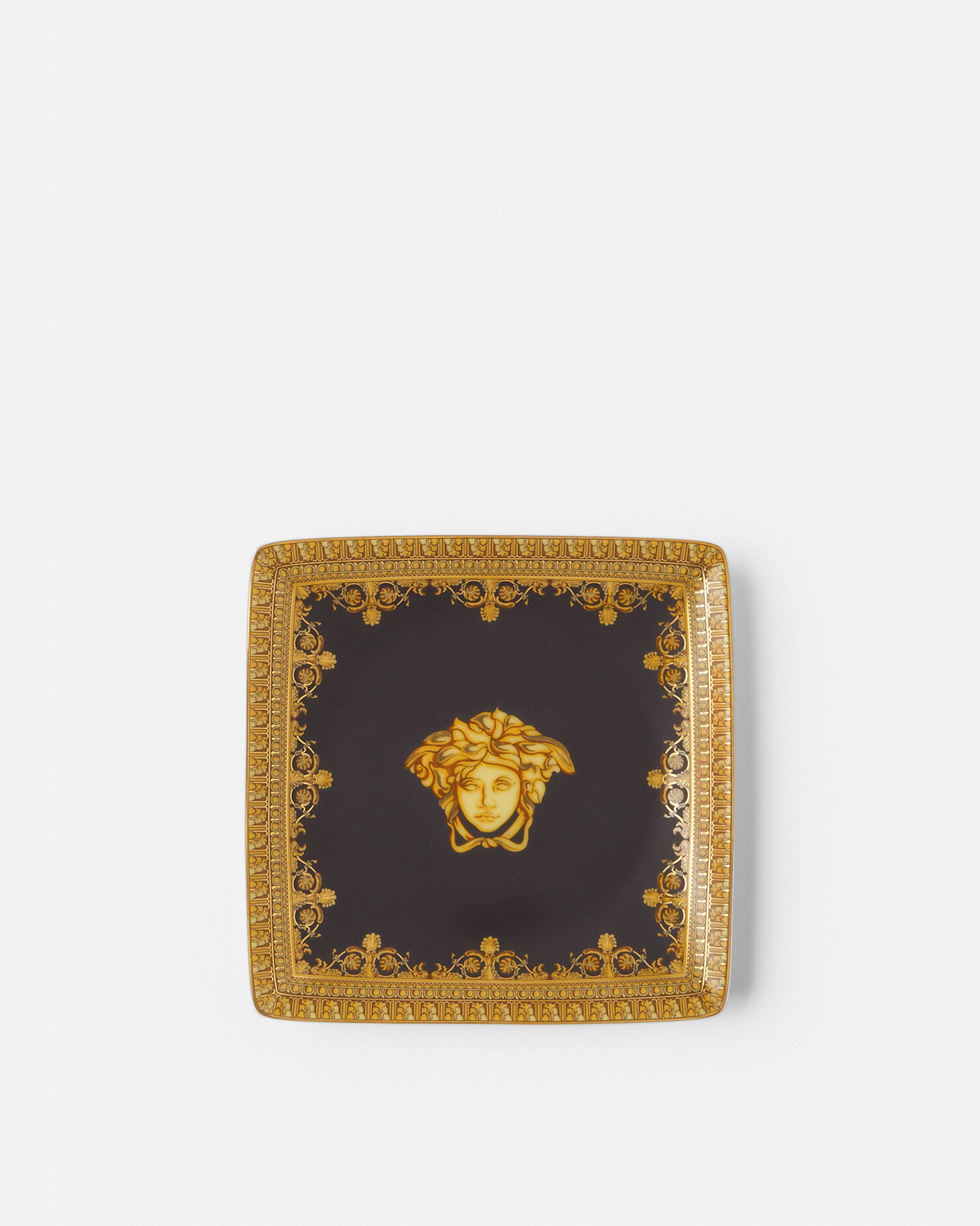 I ♡ Baroque Square Plate Black 12 cm