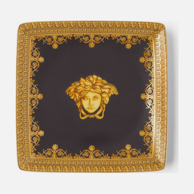I ♡ Baroque Square Plate Black 12 cm