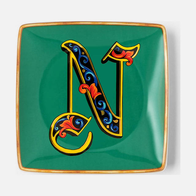 Versace Alphabet Square Plate 'N' 11,5 cm