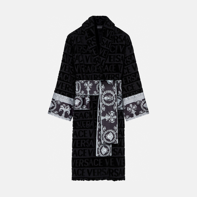Мужской махровый халат Versace Barocco с кристаллами