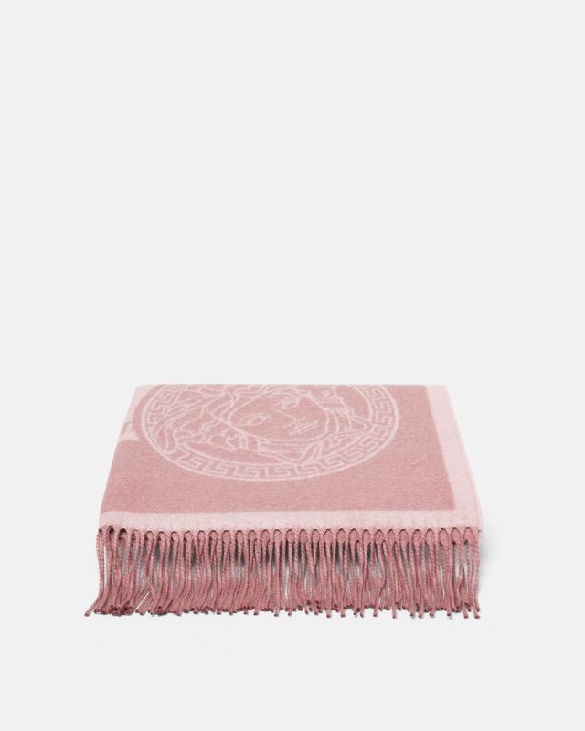 Icon Cashmere-Blend Fringed Blanket Pink