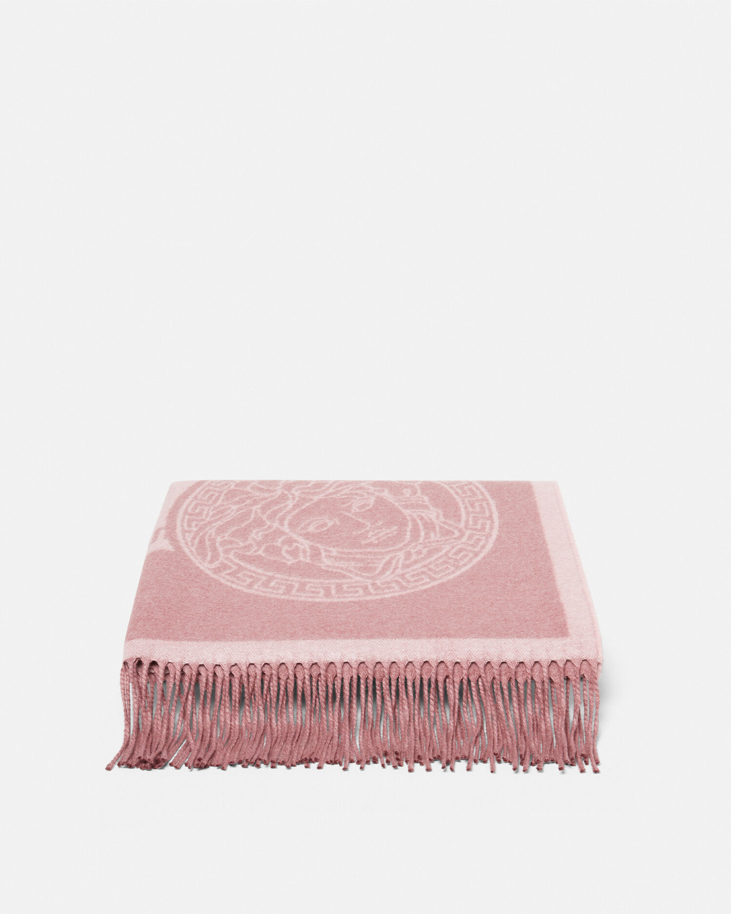 Icon Cashmere-Blend Fringed Blanket Pink