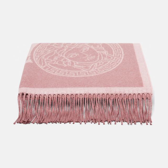 Icon Cashmere-Blend Fringed Blanket Pink