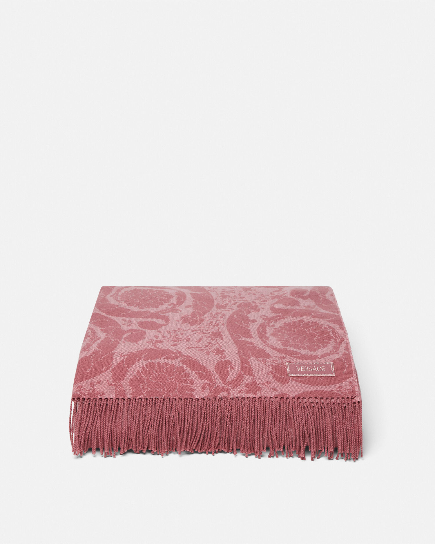 Barocco Cashmere Fringed Blanket Pink