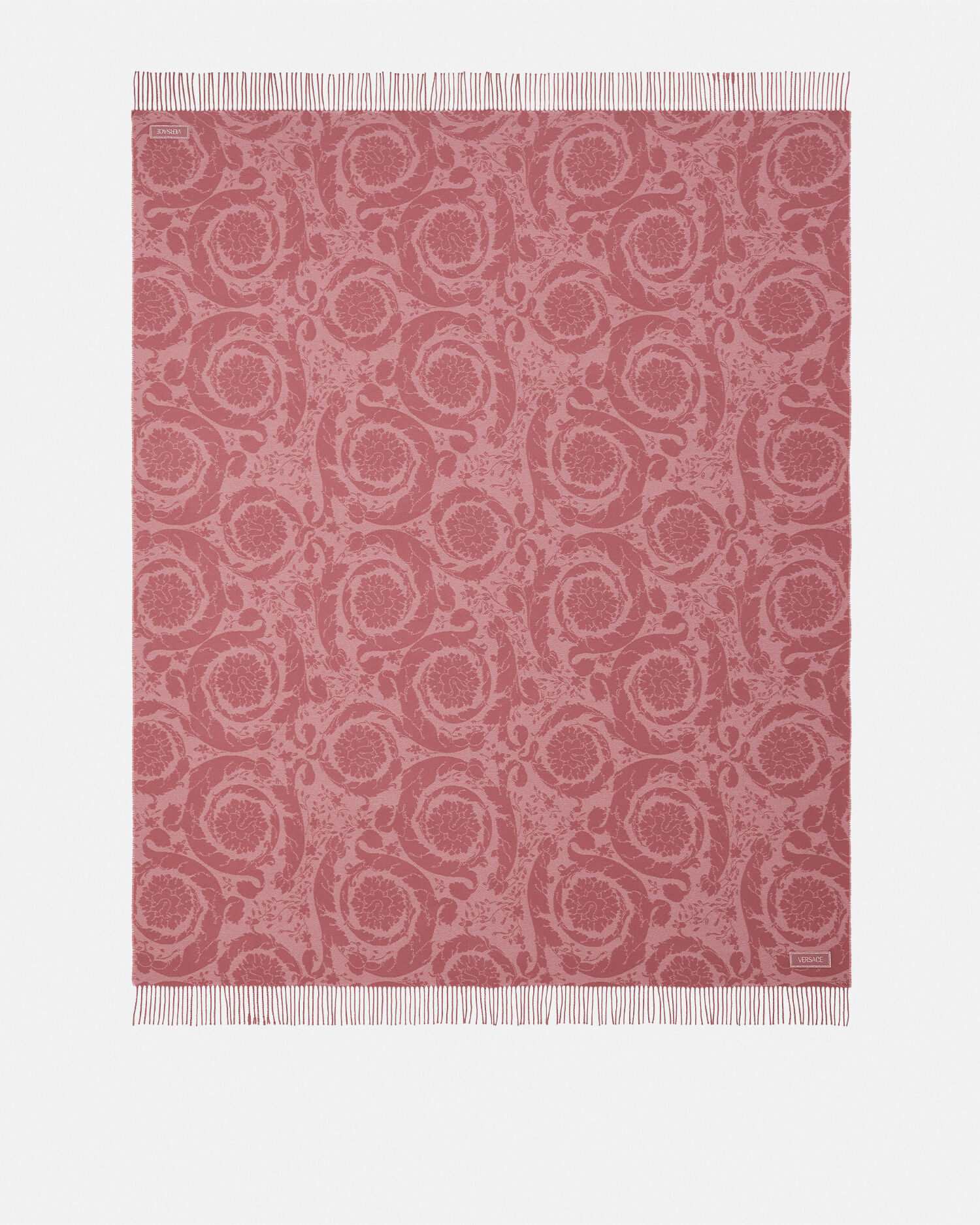 Barocco Cashmere Fringed Blanket Pink