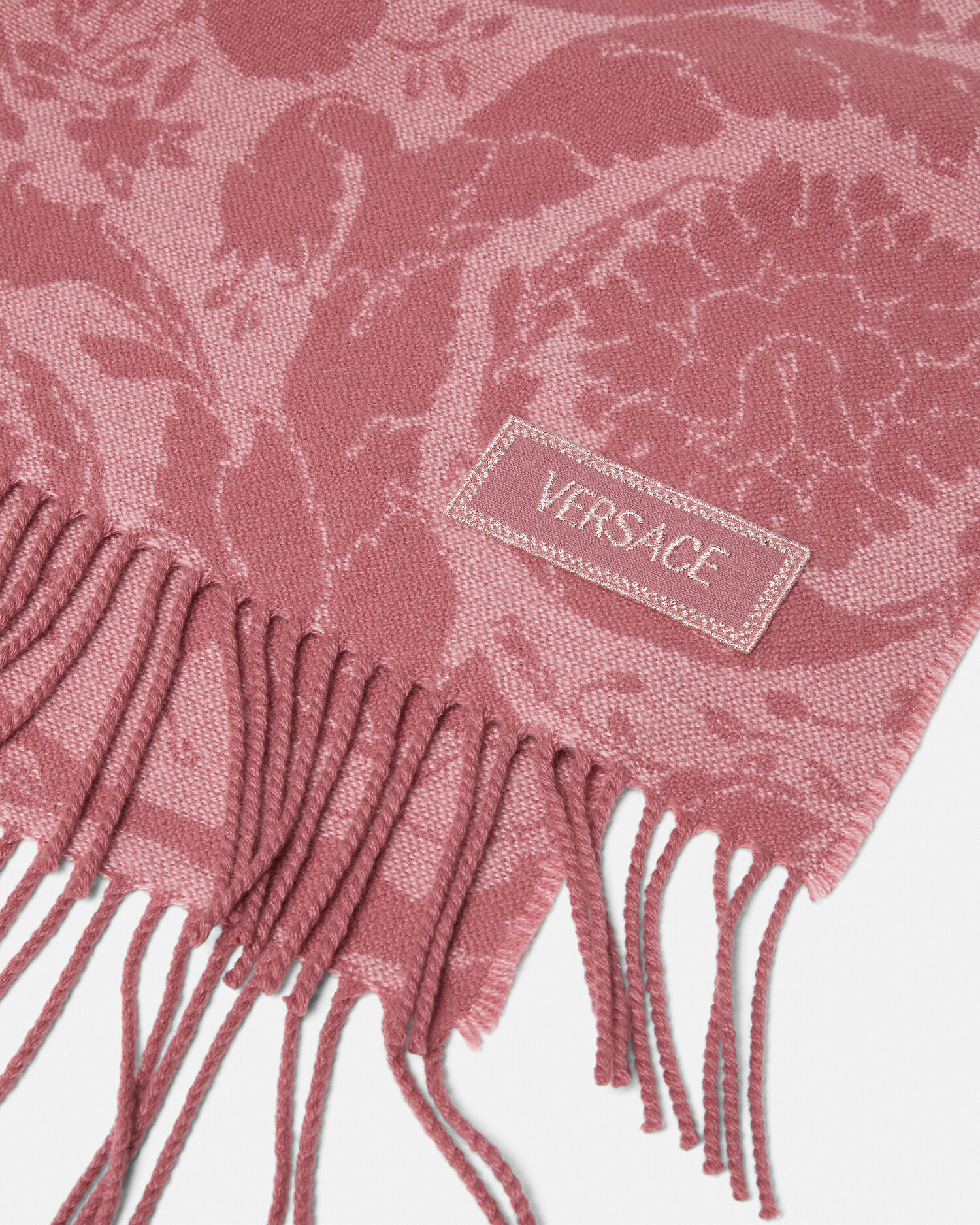 Barocco Cashmere Fringed Blanket Pink