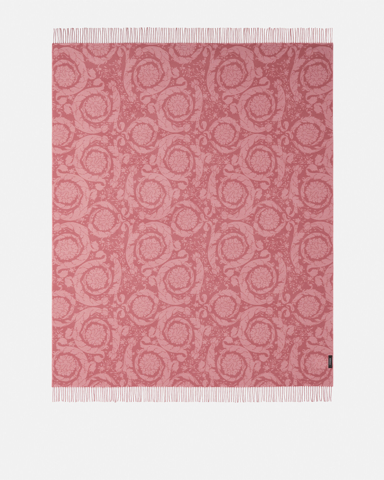 Barocco Cashmere Fringed Blanket Pink
