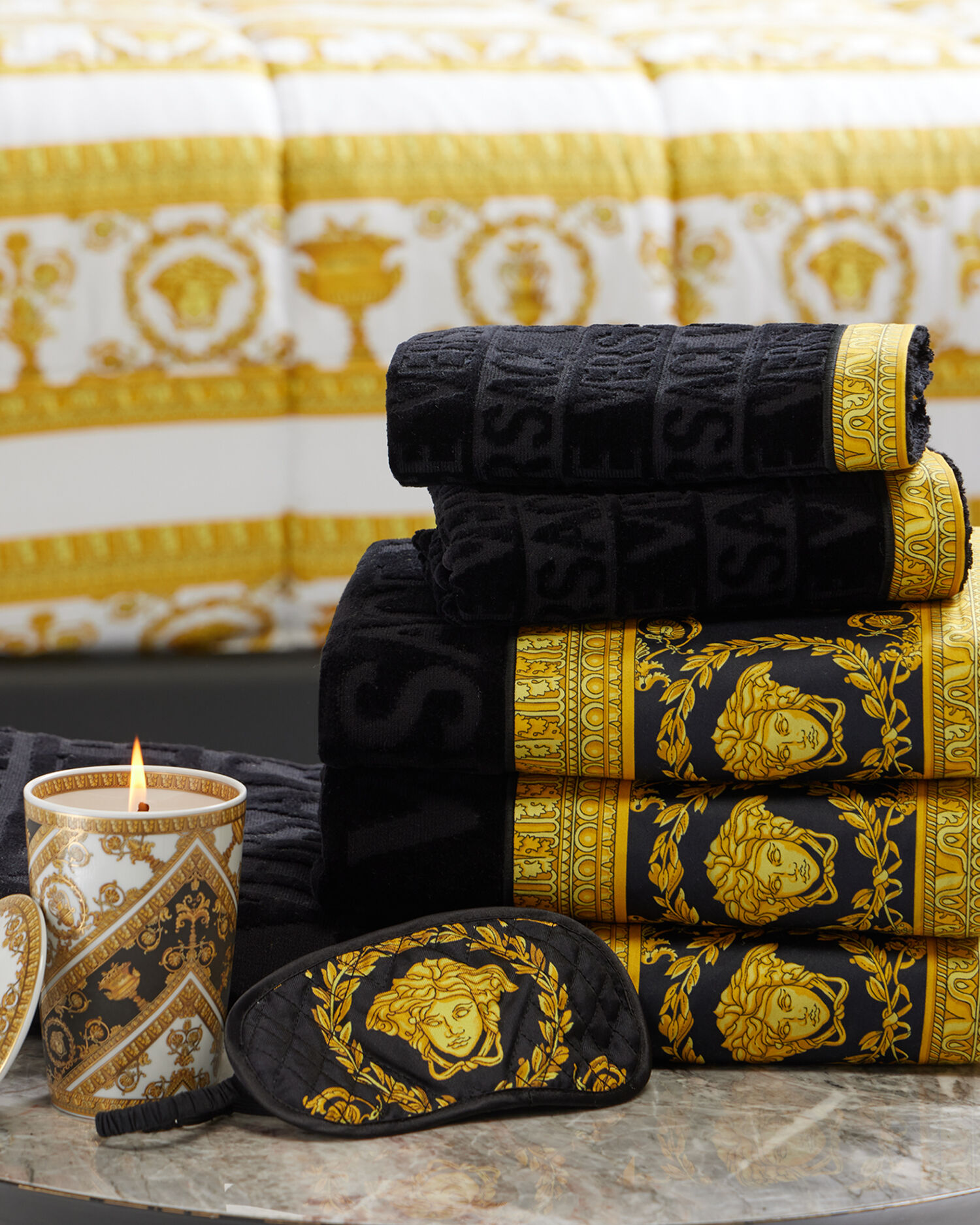 I ♡ Baroque Small Towel Gold
