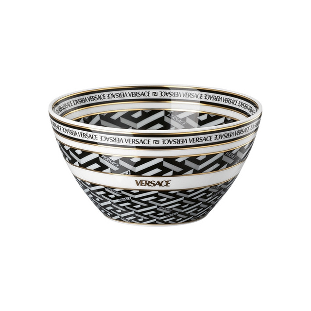 Фарфоровая чаша Versace La Greca Signature черная, 12 см