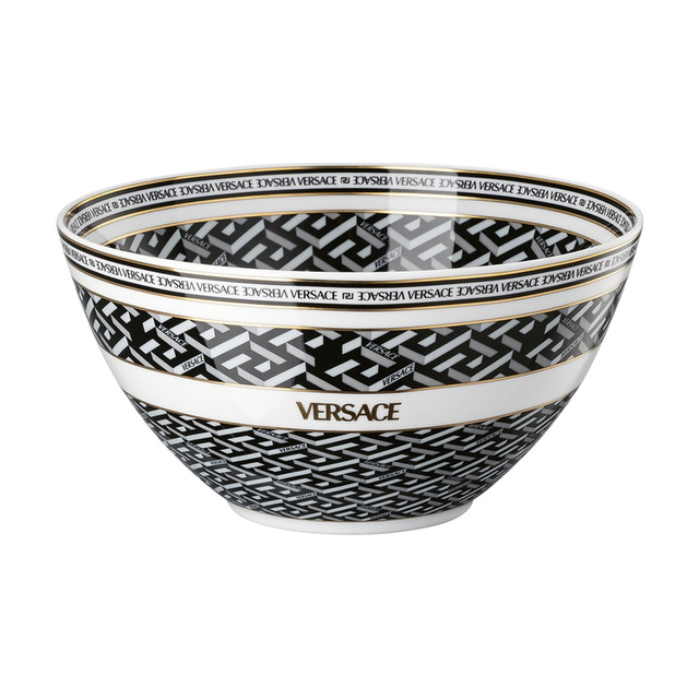 Фарфоровая миска Versace La Greca Signature, черная, 18 см