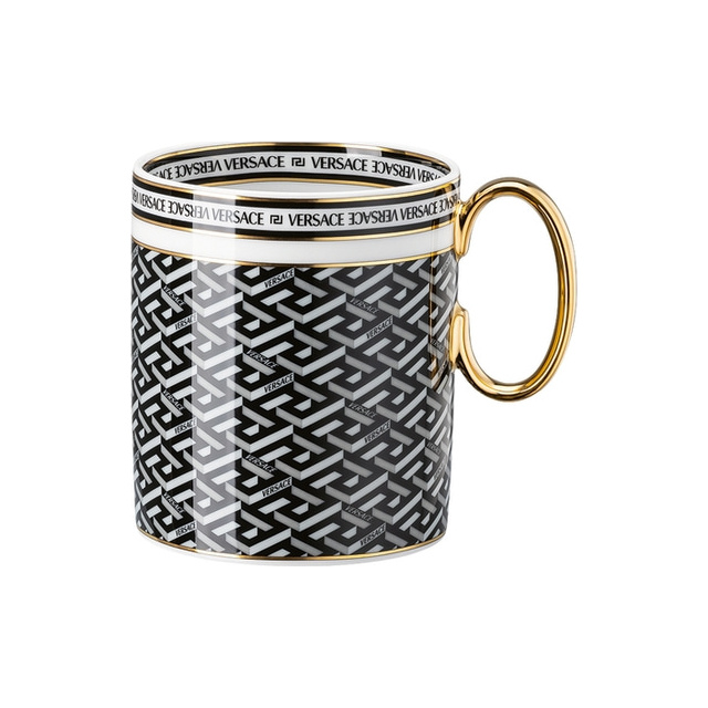 La Greca Signature black mug with handle