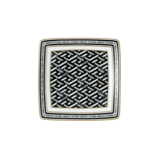 Versace La Greca Signature Черная Квадратная Низкая Чаша 12 см