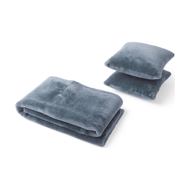 Plaid and sheepskin cushions set