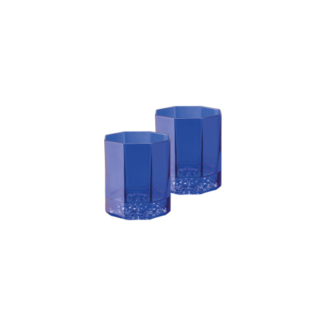Medusa Lumière Blue Set 2 Octagonal Whiskey Glasses