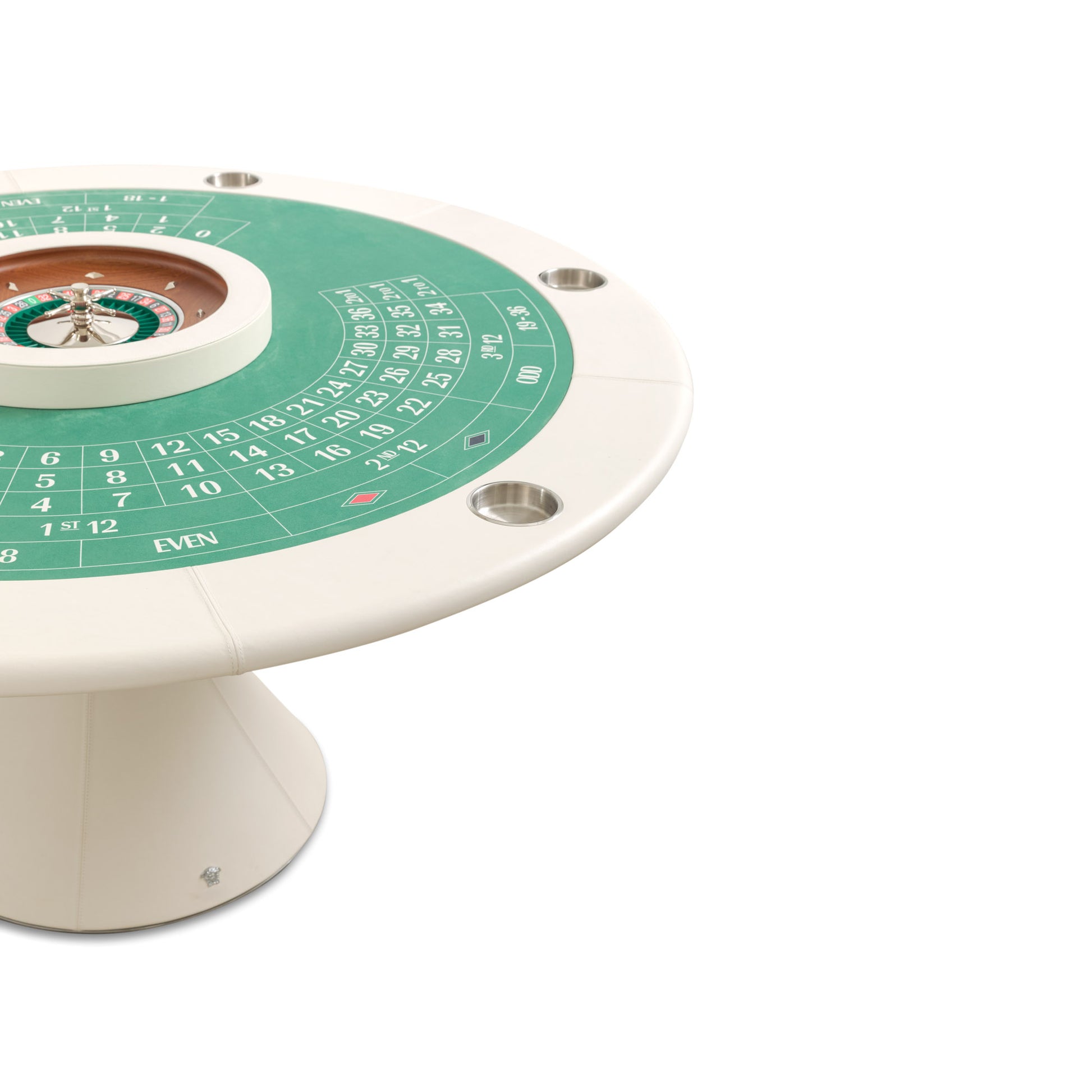 Roulette wheel and microfiber layout — gaming surface detail