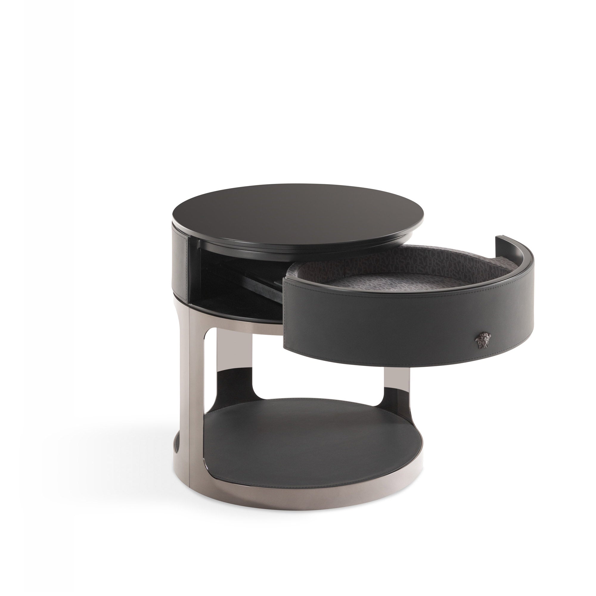 Drawer open — leather + microfibre interior